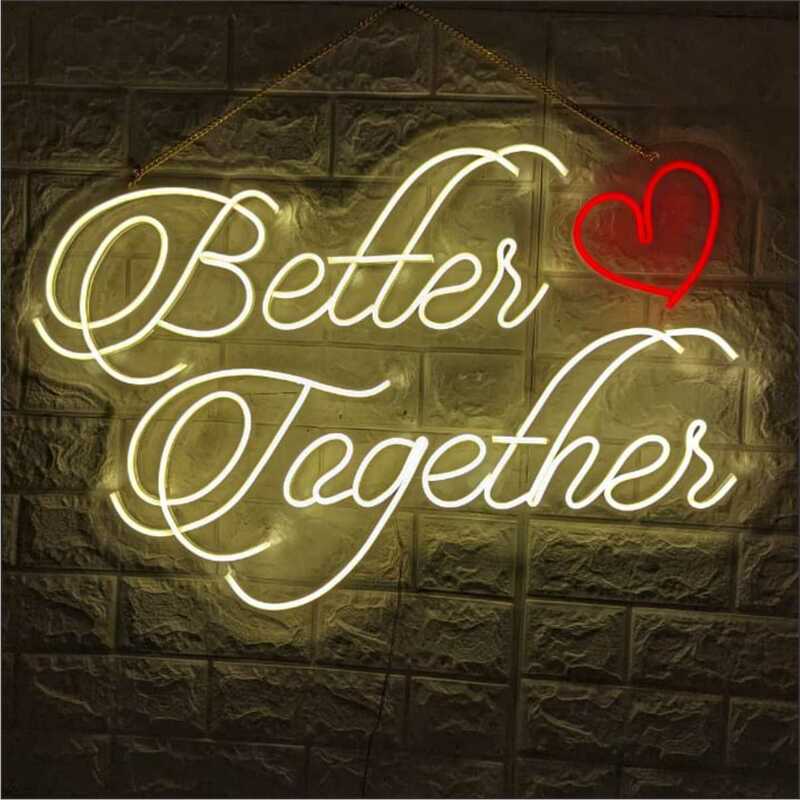 Better Together Neon Sign Light atmosfera personalizzata ha condotto la luce per il regalo di arte della decorazione della parete di nozze della camera da letto
