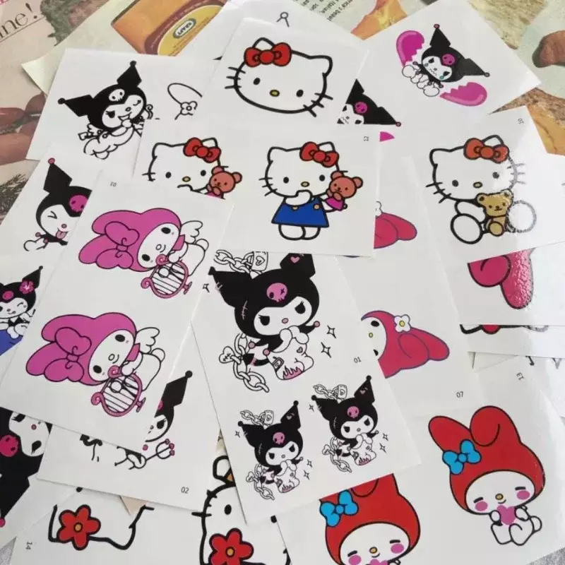 Sanrios Cartoon Characters Kuromis HelloKitty Children Temporary Tattoos Cute Waterproof and Durable Color Tattoo Sticker Gifts