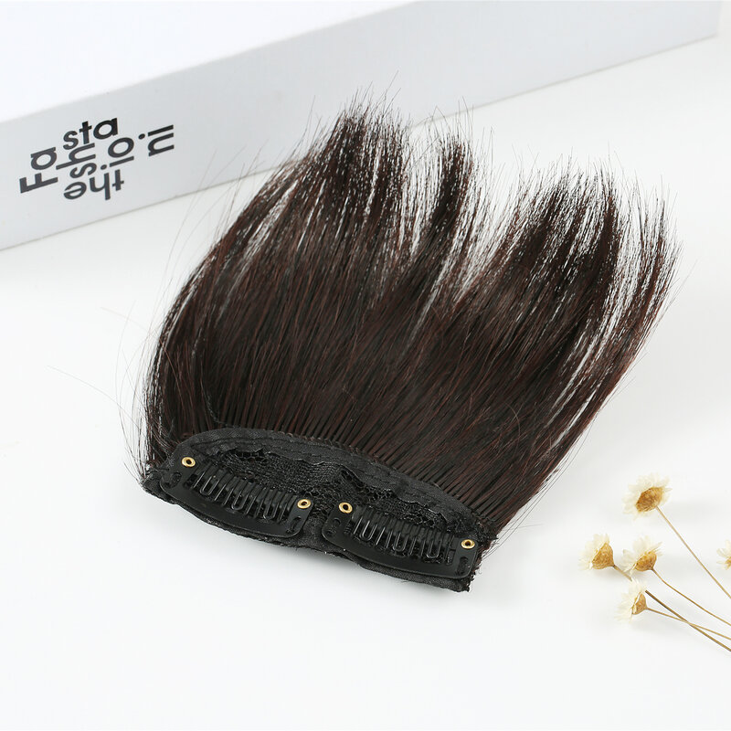 Bantalan akar rambut sintetis bantalan tidak terlihat klip rambut lurus tinggi ekstensi rambut Wig palsu halus untuk wanita