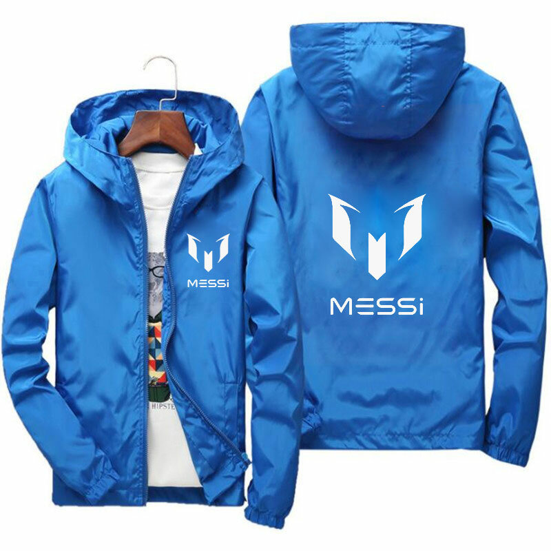 2023 Spring bomb giacca con cappuccio da uomo Messi print slide sportswear slim fit patchwork giacca frangivento giacca fitness abbigliamento da uomo