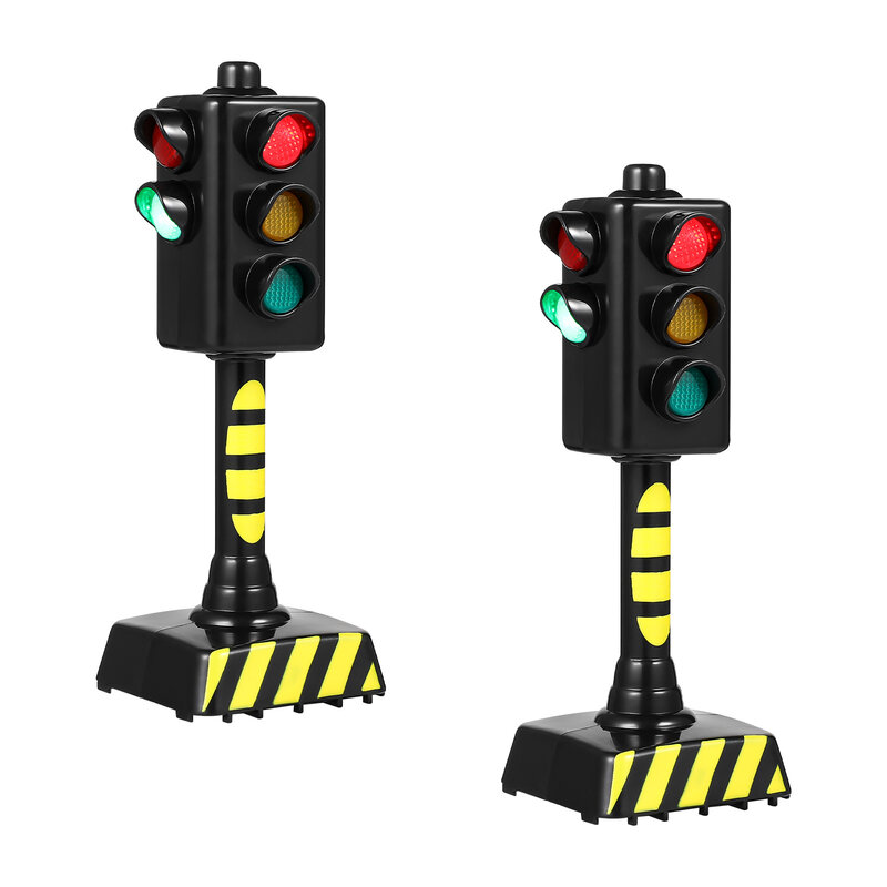 2pcs Mini Traffic Signal Light Toy Model Simulation Road Sign Scene LED Kid Traffic Safe Education Learning Toy Car Accessories