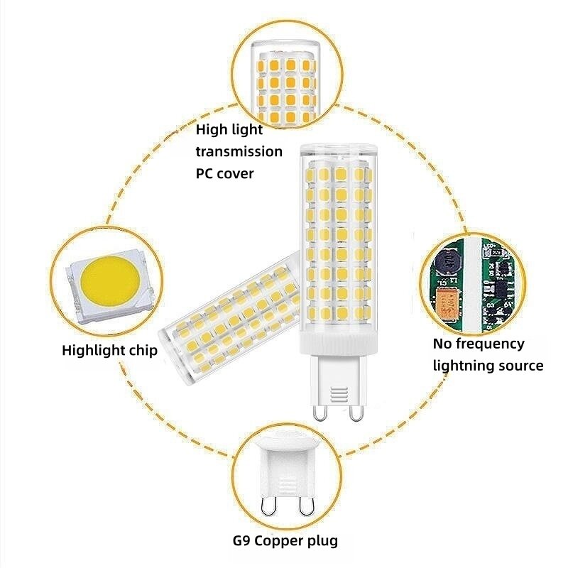 Upgrade the brightest G9 LED light AC220V 5W 7W 9W 12W Ceramic SMD2835 LED bulb Warm/cold white spotlights replace halogen lamps