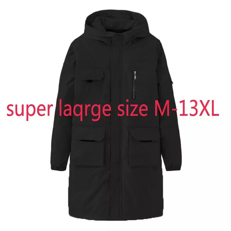 Jaket panjang kerah bulu untuk pria, jaket bulu angsa panjang tebal longgar kasual ukuran Plus, jaket M-10XL11XL12XL13XL model baru