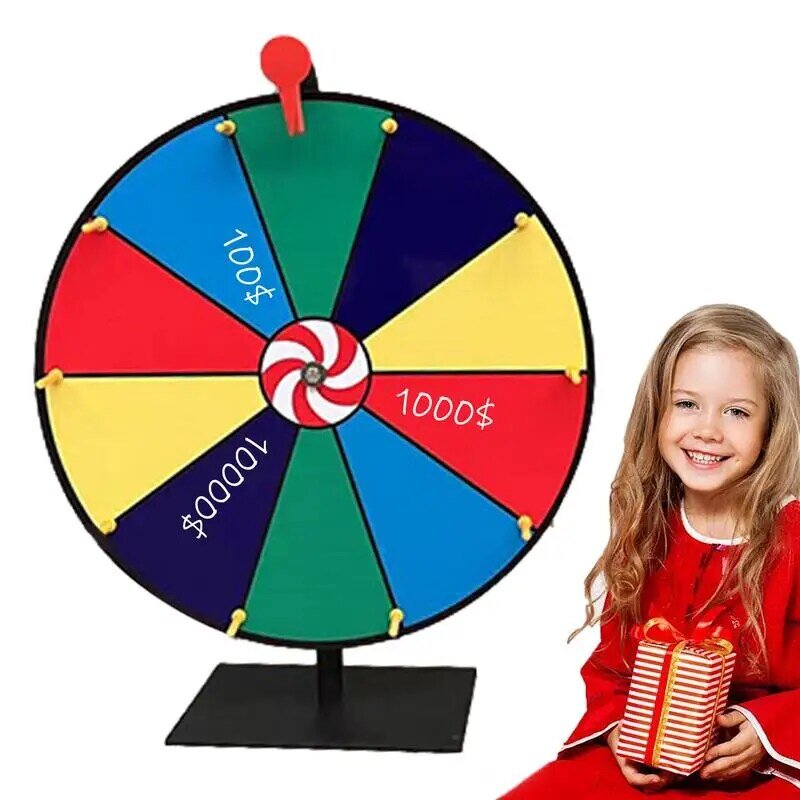 Tabletop Marker Eraser para Fortune Spin Game, Prize Wheel com Base, Festa, Pub, Feira, Carnaval, 12 ", 10 Slots
