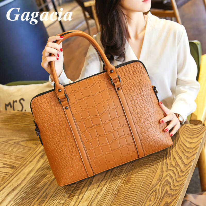 GAGACIA Women's Leather Briefcases Business Handbags For Woman Office Bags Work Shoulder Computer Laptop Bag New 2024 Briefcase