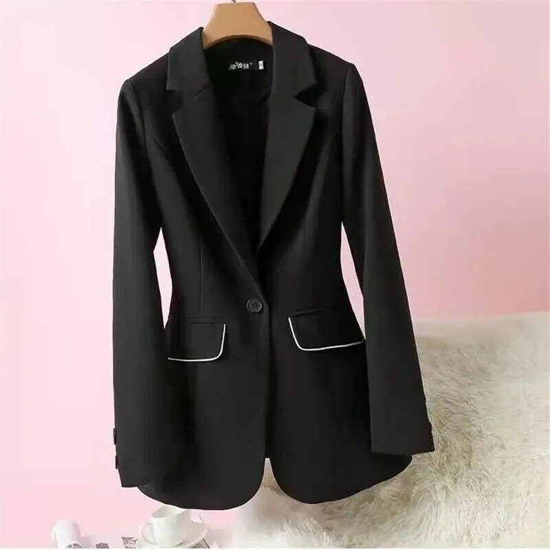 Casaco casual fino e versátil feminino, jaqueta de terno primavera, moda outono, blazer versão coreana superior, novo, 2024