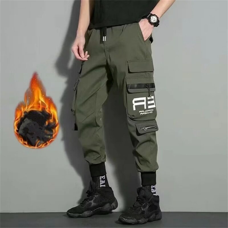 Męskie spodnie bojówki kilka kieszeni ściągane na zewnątrz męskie spodnie dresowe męskie spodnie joggersy Hip hopowe modne spodnie dresowe kombinezony casualowe