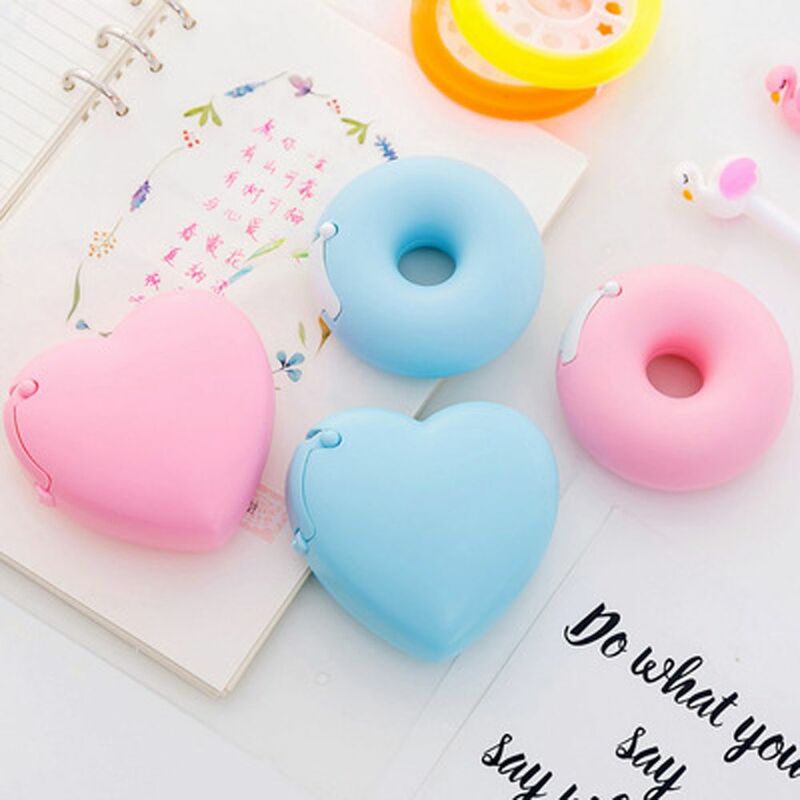 Südkorea kreative Cartoon Briefpapier tragbare Liebe Herz Donut Tape Halter unsichtbare Tape Cutter mit kleinen Tape