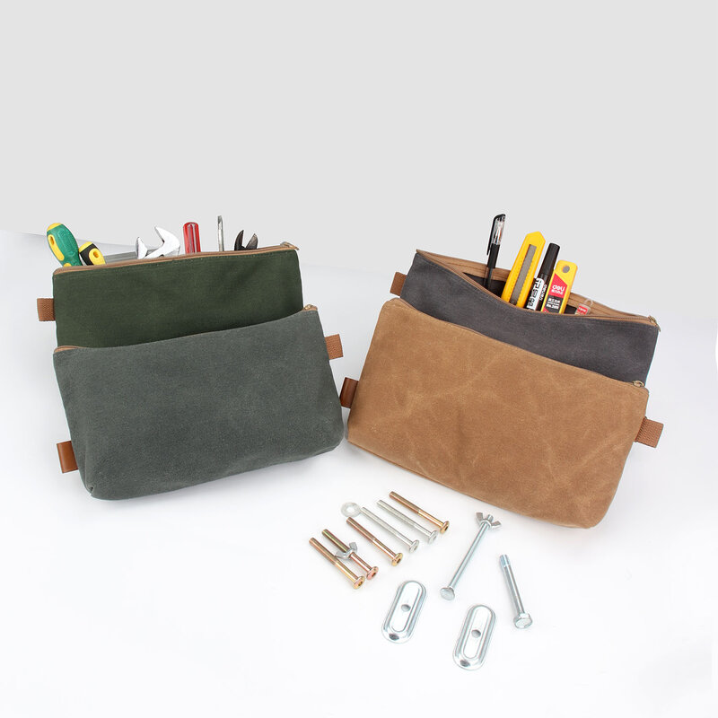 WESSLECO 방수 왁스 캔버스 오거나이저 파우치, 다기능 휴대용 보관 도구 가방
