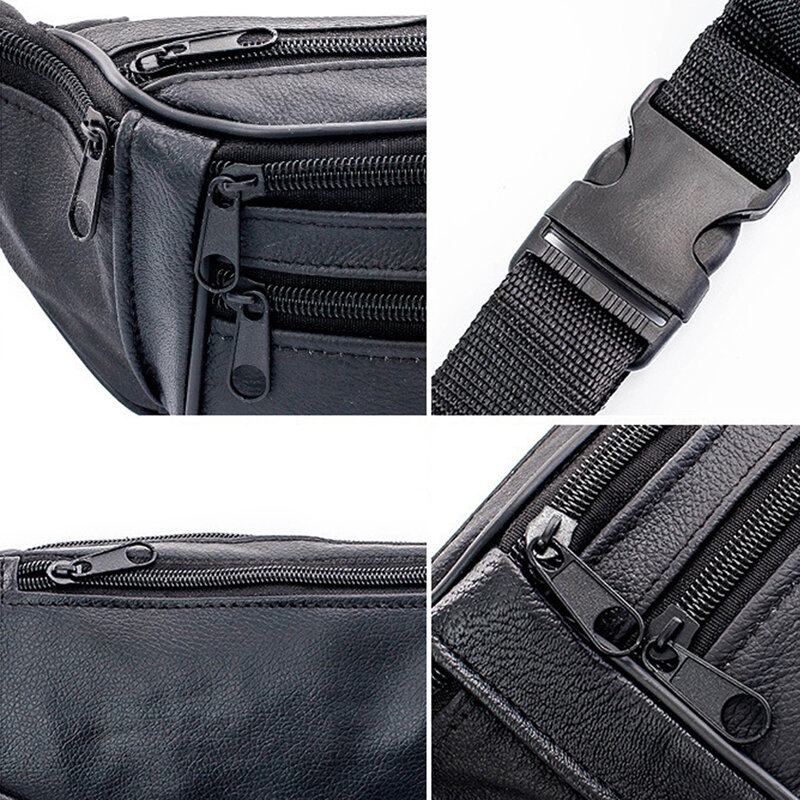 Practical pu Leather Belt Bag Men's City Hiking Essential Belt Bag Portable Zipper Multifunctional Mobile Phone Bags