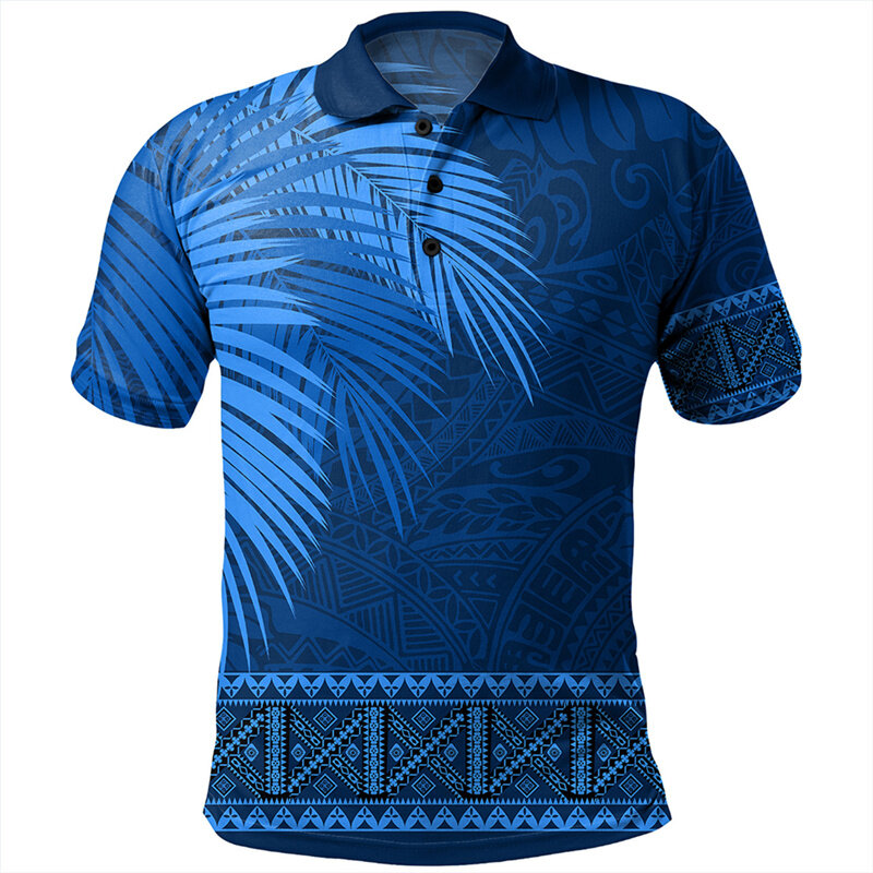 Модная полинезийская футболка-поло с графическим рисунком для мужчин и женщин, Гавайская футболка с 3D принтом, повседневные свободные футболки на пуговицах, летние футболки с коротким рукавом