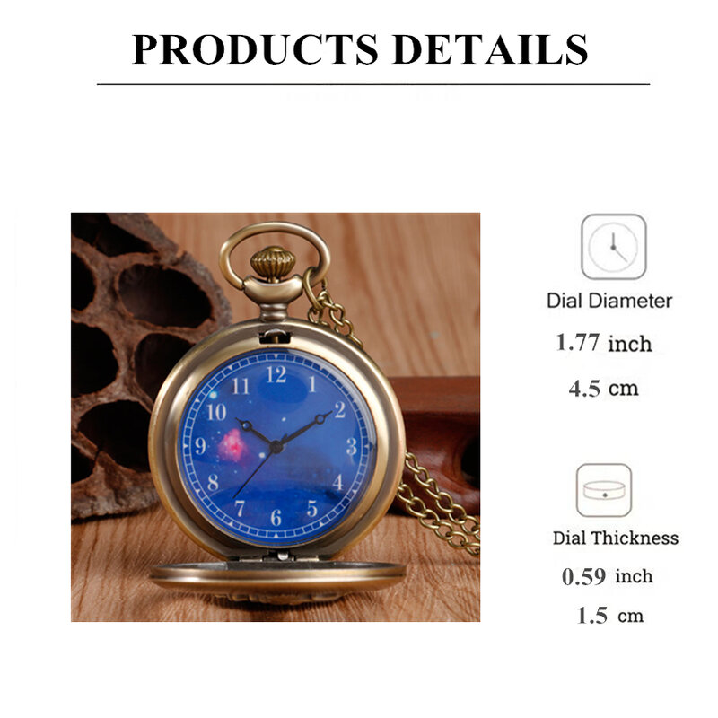 Reloj de bolsillo de diseño hueco de bronce Vintage para niños, colgante de collar de principito, reloj de regalo para Mlae, reloj Saati