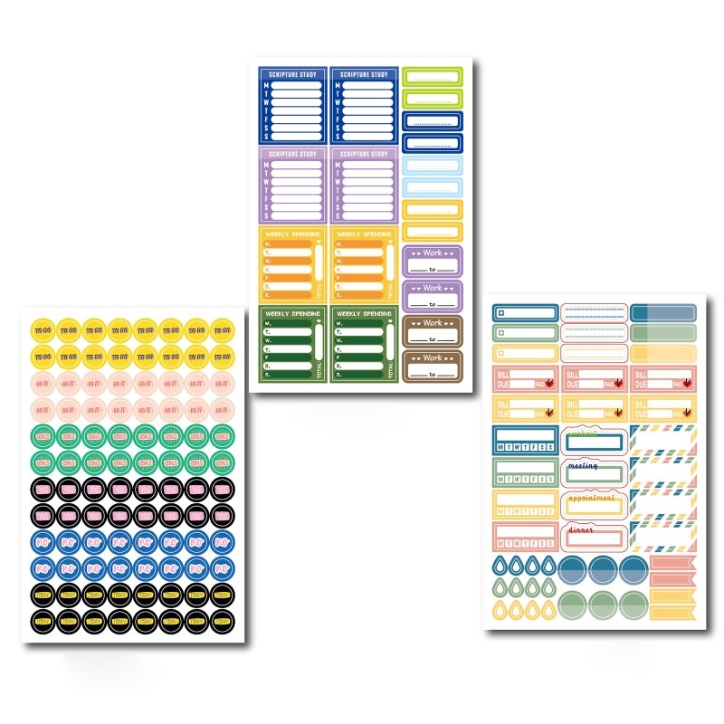 Useful Planner Stickers Functional Motivational Decals Sticky for DIY Art Crafts