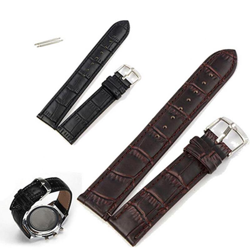 18/20/22mm Luxury Faux Leather Buckle Wrist Watch Band Replacement Strap