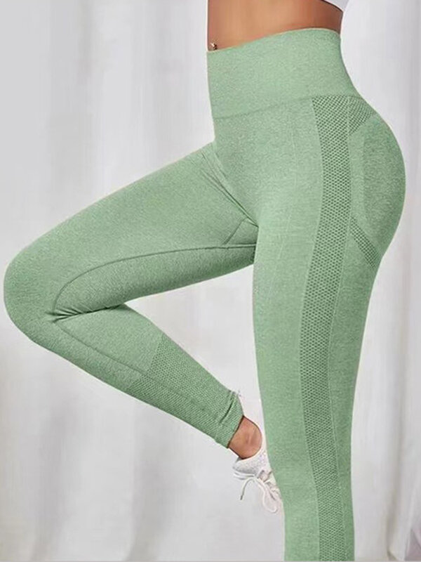 Leggings de fitness pour femme, pantalon de yoga, taille haute, extensible, sans couture