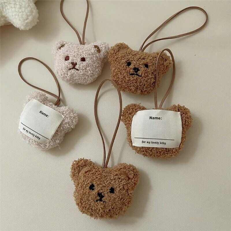 Mini Plush Bear for Doll Bag Pendant with Child Name Listing for Christmas Tree Decorations Brown/ Milk Tea 7.09x2.