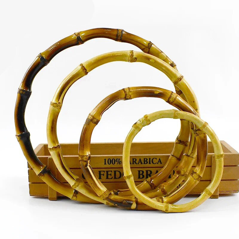 1 Stück natürliche Bambus ringe Taschen griffe 10cm/12cm/15cm/17cm DIY hand gefertigte Holztaschen Verschluss runde Griff Geldbörse gewebte Accessoires