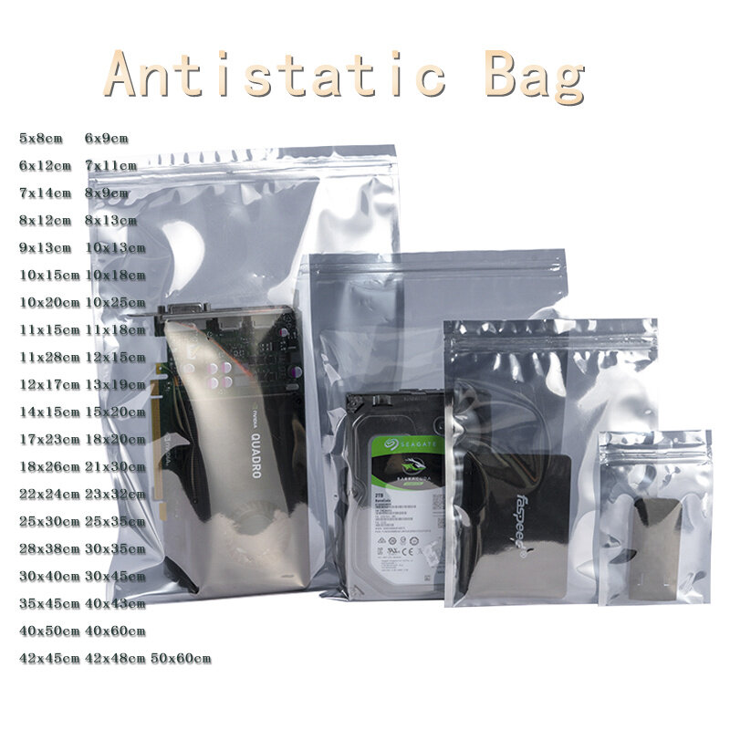 Transparent Anti Static Shielding Package, ESD Self Sealing Bags for Storage, Small Size Electronic Accessories, USB Pouches