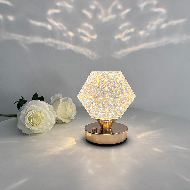 Romantyczna gwieździste niebo lampka nocna z akrylową atmosferą projekcyjna lampa stołowa bezprzewodowa 3-kolorowa lampka nocna