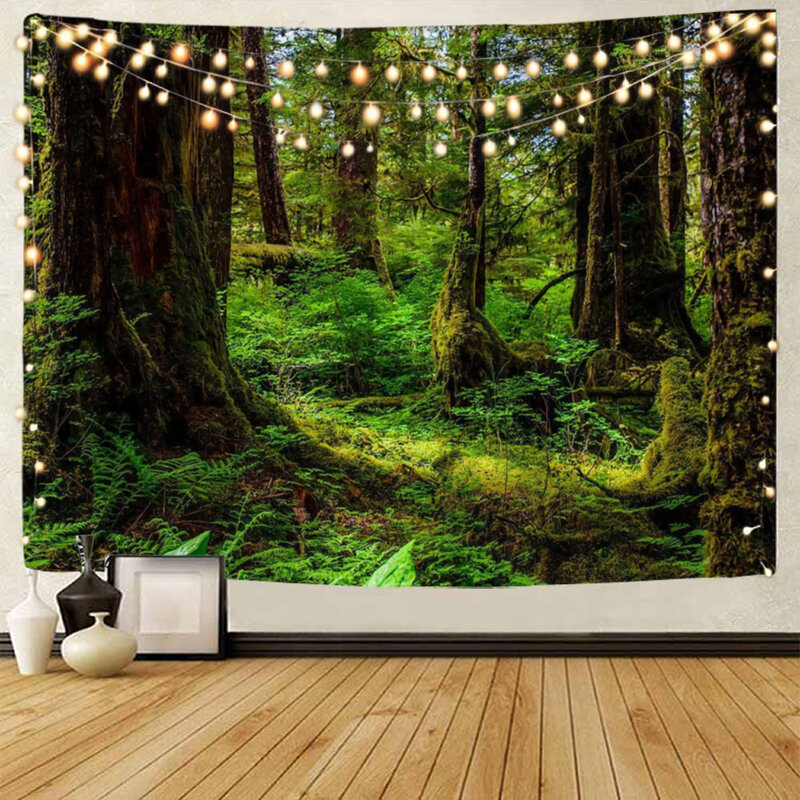 Tropikalny las deszczowy dekoracja krajobrazowa gobelin w dżungli piękny gobelin dekoracja krajobrazowa w dżungli tło domu Decorati