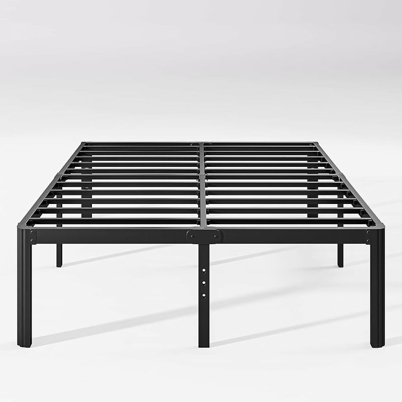 Hunlostten 18in High King Bed Frame No Box Spring Needed, Heavy Duty King Platform Bed Frame with Round