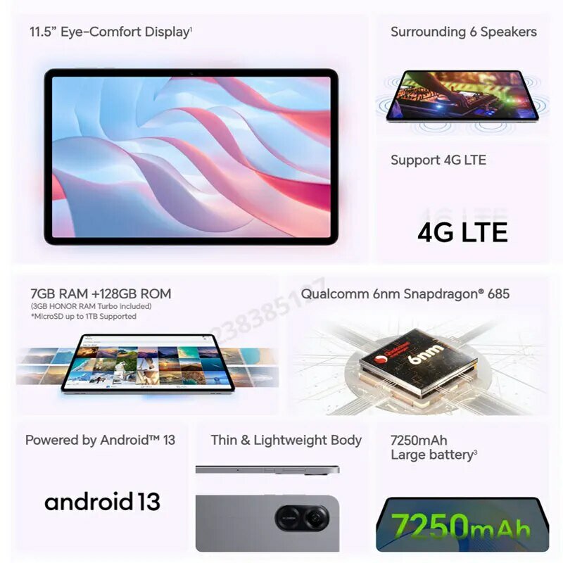 Wersja globalna HONOR Magic6 Lite 5G X9b X50 6,78" Wyświetlacz zapobiegający upadkowi 120 Hz Kamery 108 MP Potrójne 2 dni Bateria Android13 Podwójna SIM