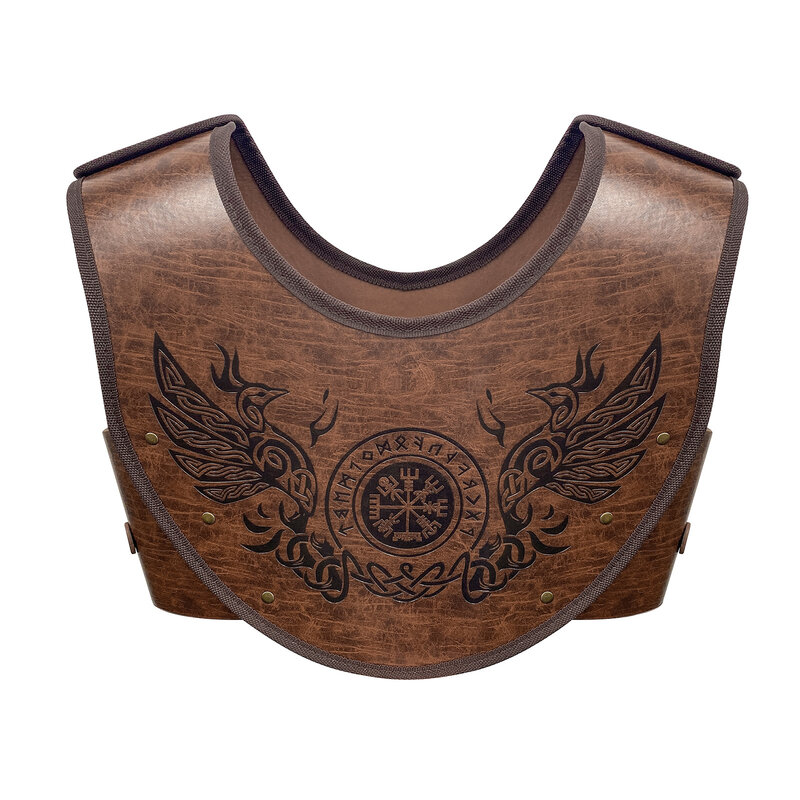 Armure en cuir gaufré Phoenix nordique, armure de poitrine charmante, rétro, avec boussole Viking Odin attachée