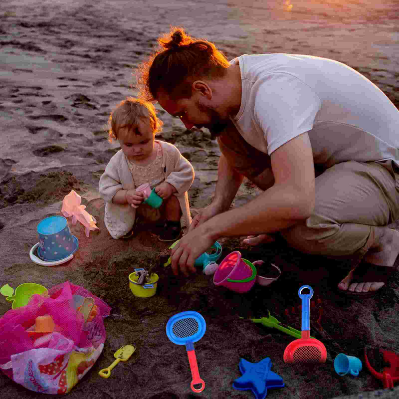 Brinquedo de praia infantil ao ar livre, peneira de areia, brinquedos de dragagem infantil, brinquedos de verão, colher para crianças, 8 peças