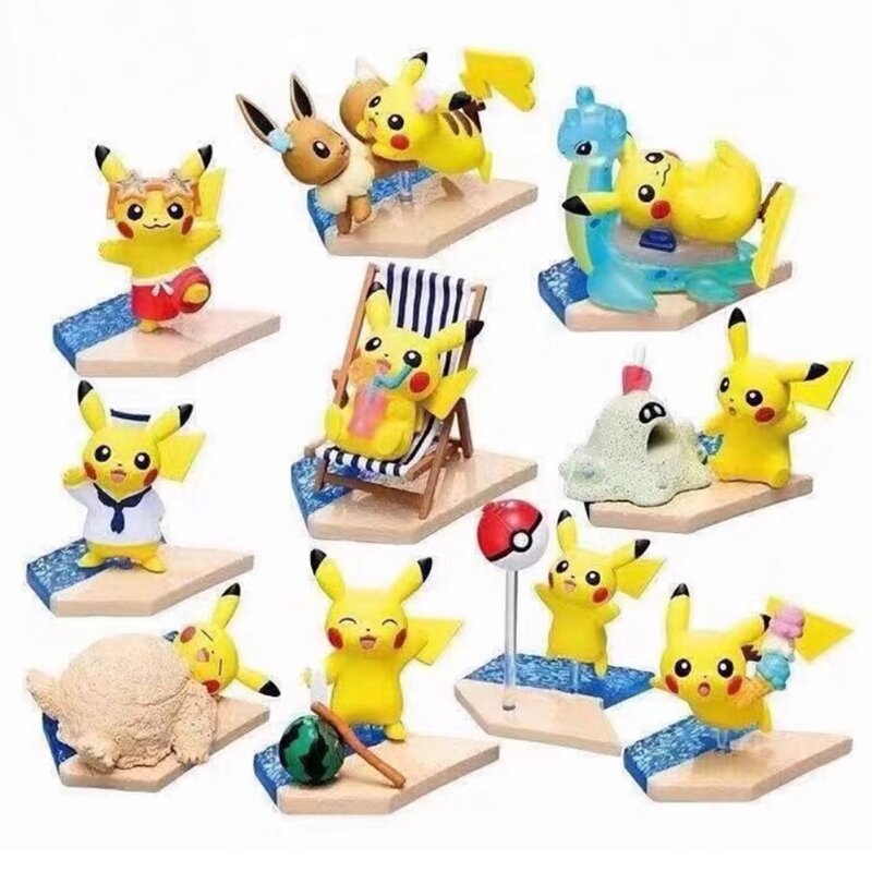 10Pcs One Set Pokemon Figure Pikachu Toy Model Cute Anime Action Decoration Cartoon Fashion For Children Birthday Gift 10 Type