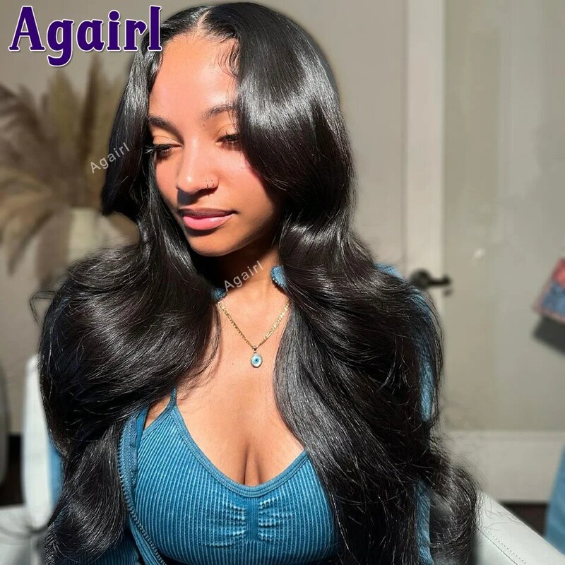 Pelucas de cabello humano con cierre de encaje para mujeres negras, postizo de encaje Frontal 6x4 sin pegamento, color marrón, 200% transparente, 13x6, 13x4