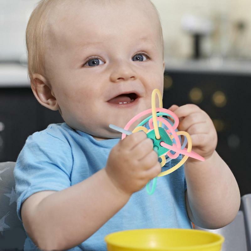 Teething Ball for Baby Teeth Training, Tooth Fixer, Moagem chocalho, Sensorial Glue Atividade, Mão segurando bola, Moagem Brinquedos