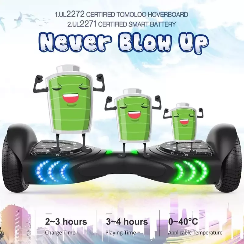 Scooter électrique auto-sinc, hoverboard avec haut-parleur et lumières LED colorées, roues de 6.5 pouces ignorées corde 2272