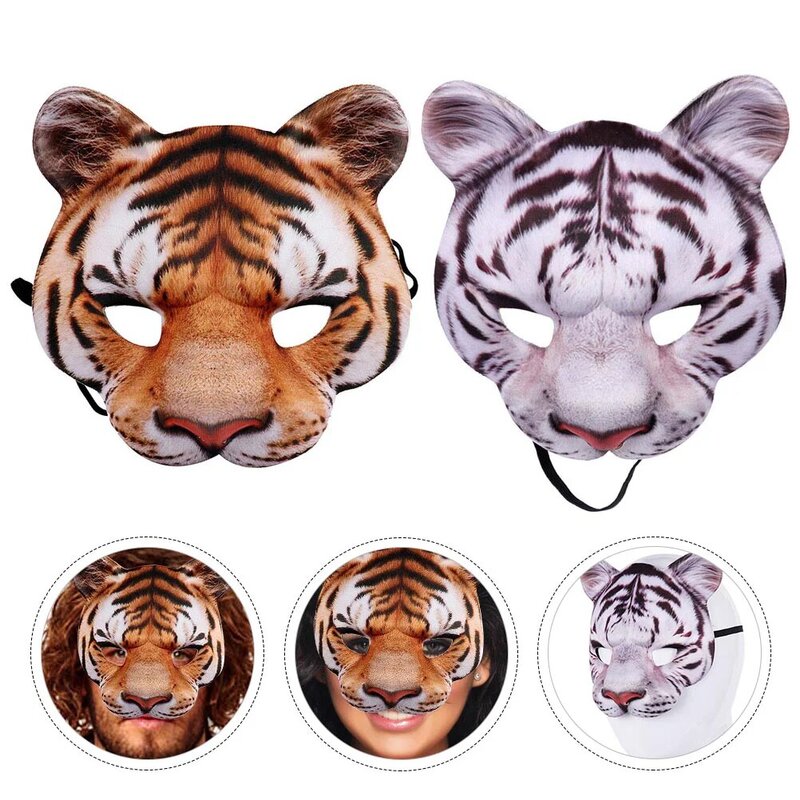 Couverture de visage effrayant tigre cosplay, équipement de sauna, accessoire de fête d'Halloween, habillage de chien