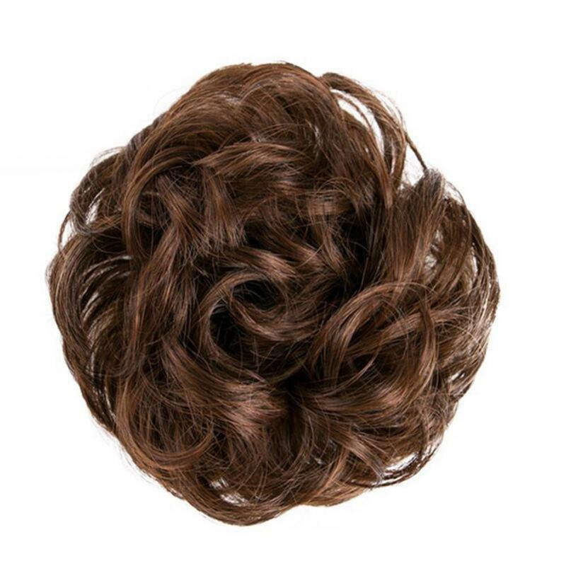 Extensões de cabelo sintético para mulheres, bagunçado encaracolado, elástico no cabelo Scrunchies, Donut Chignon, Updo Pieces, moda