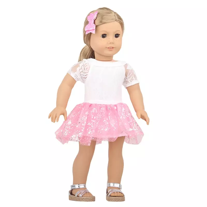 Платье для куклы с блестками, Одежда для кукол 17 дюймов и 43 см, яркая фотосессия для куклы новорожденных, американская 18-дюймовая кукла «сделай сам»