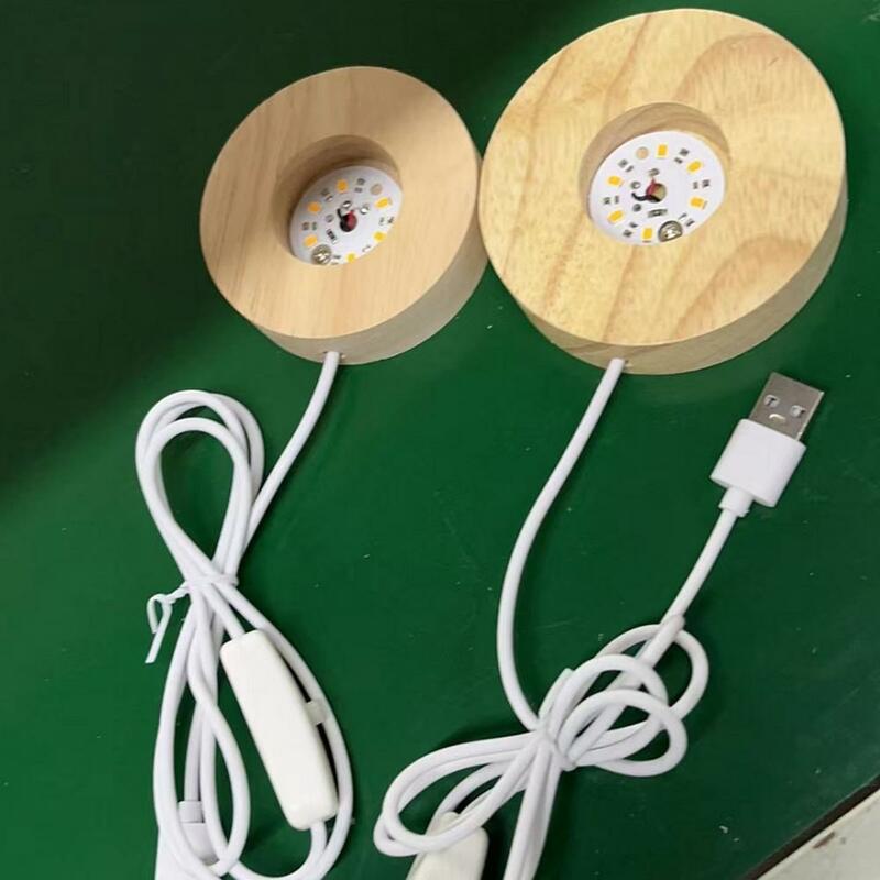 DIY Oak Wood Lamp Base Night Light Figure Display Stand Minimalistic Warm/White/Color Light USB 1.2W Illumination Night Light