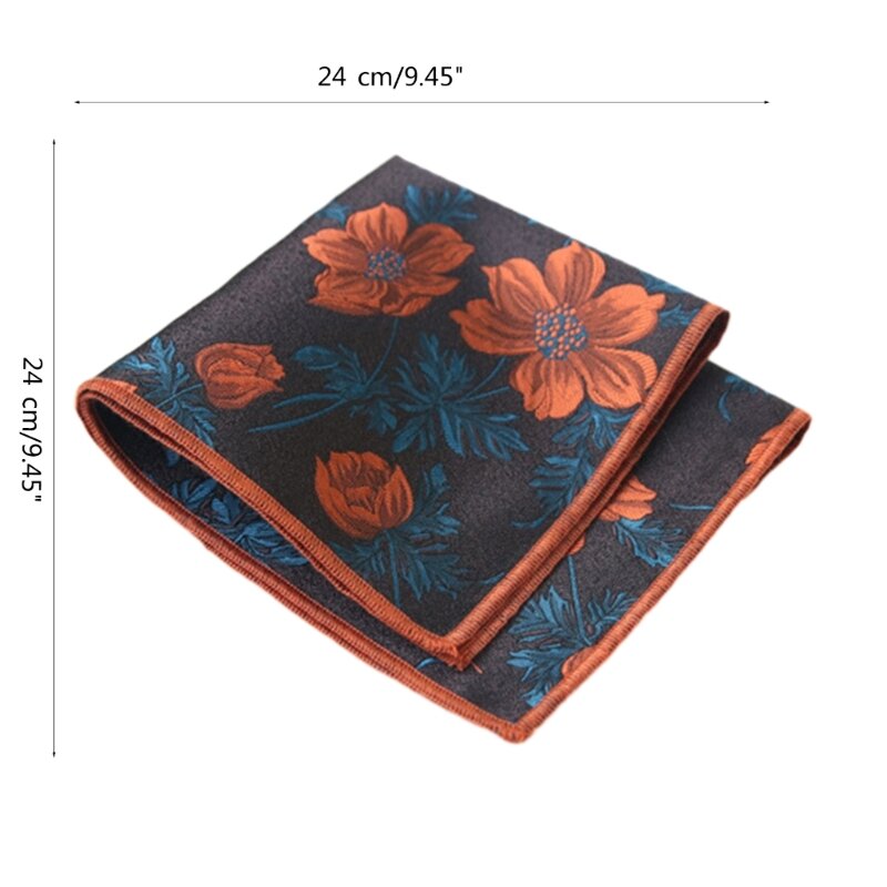 Fazzoletto da taschino portatile da uomo con motivo floreale, fazzoletto da taschino 24x24