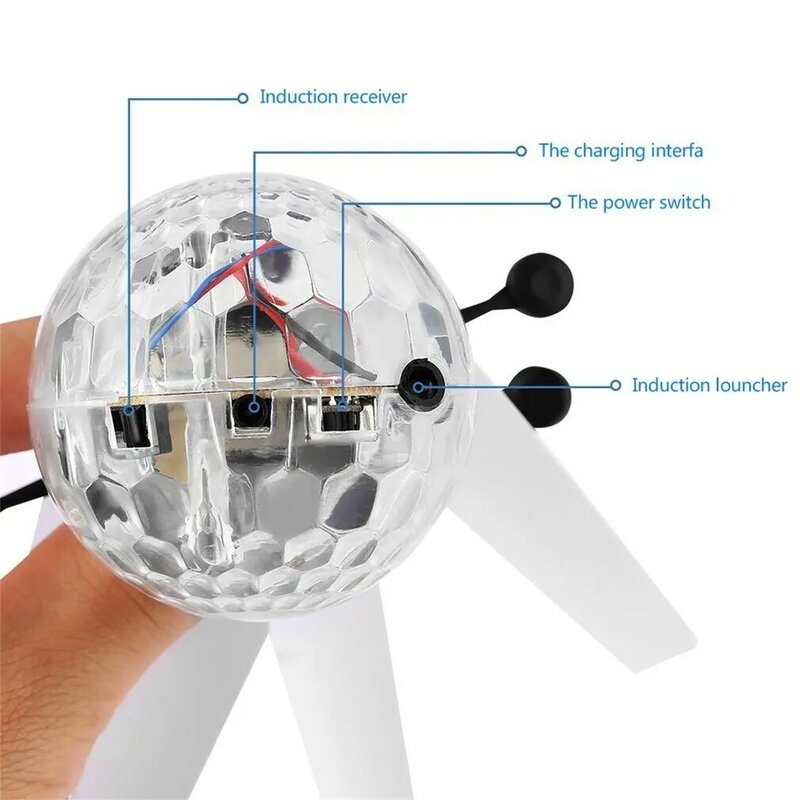 Boule de cristal volante avec télécommande LED, lumière clignotante, hélicoptère à Induction infrarouge, jouet amusant, cadeau pour enfants
