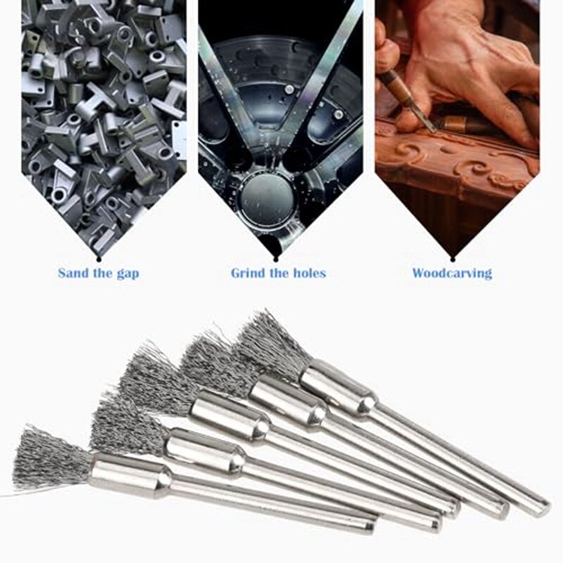 Extended Small Wire Brush Rust Paint Removal Drill Bit Polishing Rotary Tool Accessories