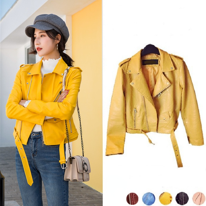 MRMT 2024 Brand New Women's Leather Jackets Women's Lapel Short Locomotive Leather Jackets Washed Leather Women's Jackets With