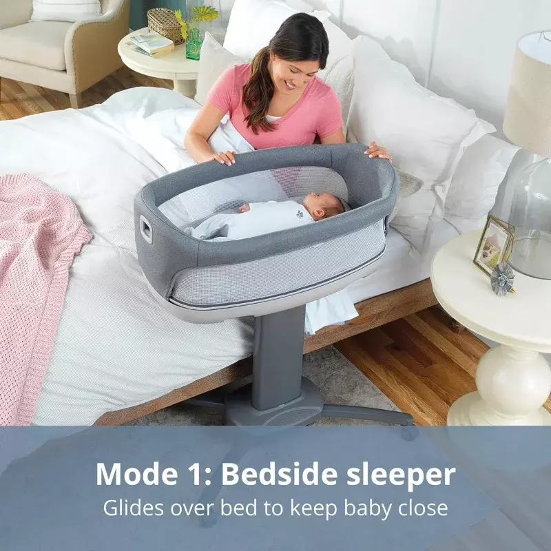 Chicco Close to You 3-in-1 Bedside Bassinet, Portable Newborn Bassinet with Wheels, Adjustable-Height Changing Table | Heather G