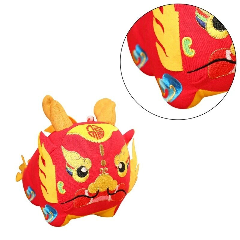 Cartoon 3D Dragon Plush Toy Hangings Traditional Stuffed Animal Dolls Lucky Mascots Dolls New Year's Gift for Kids
