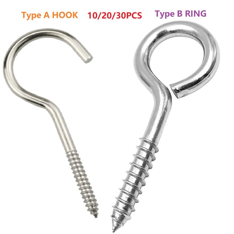 Heavy Duty Eye Hooks / Ring Pack Wood Nickel Plated Self-tapping Screw Sheep Eye Screws Hooking Bolts Different Size Check Order