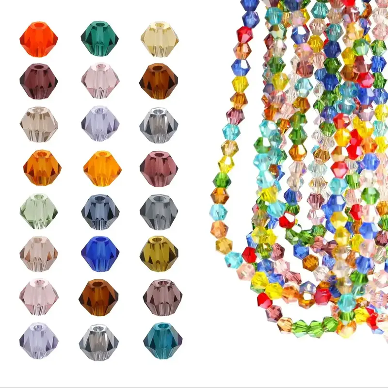 주얼리 제작용 오스트리아 크리스탈 바이콘 비즈, 여러 가지 빛깔의 면 유리 스페이서 비즈, DIY 액세서리 도매, 100 개, 4mm