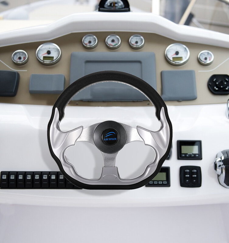 Alloy Boat Steering Wheel Reusable Detachable 3 Spokes Outdoor Kayak Helm Rudder Hardware Accessories with Center Cap
