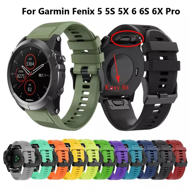 Tali jam tangan pintar 26 22mm untuk Garmin Fenix 5 5X Plus 6 6X 6S Pro 3HR 935 Fenix 7 7S 7X gelang gelang gelang Correa