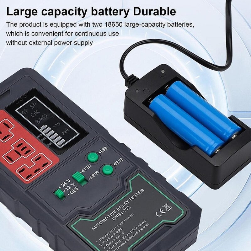 Probador batería 50JA, analizador relé, comprobador alternador, herramienta diagnóstico del sistema carga