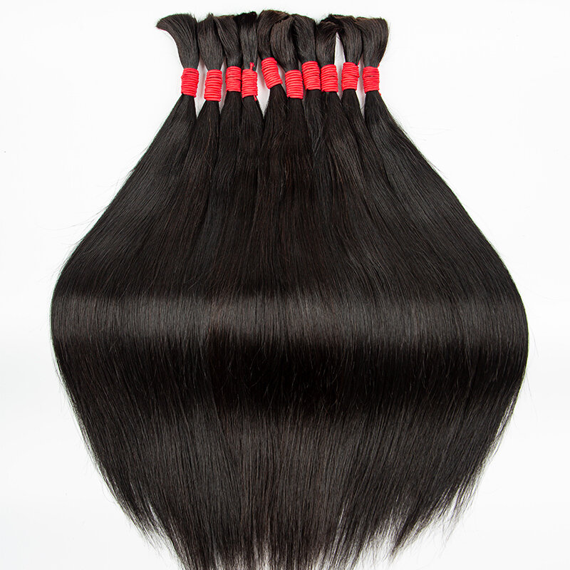 100% Human Hair Straight Hair Bulk No Weft Virgin Hair Extension Brazilian Straight Hair Bulk For Braiding