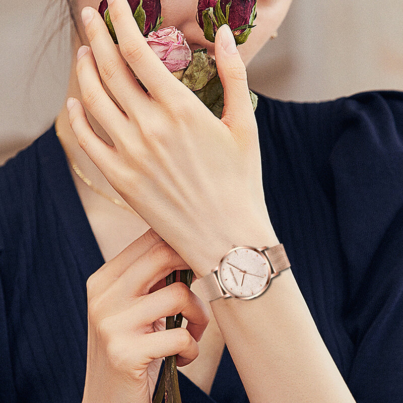 사하라 사막 다이얼 새로운 디자인 2021 최고 브랜드 럭셔리 일본 석영 손목 시계, 스테인레스 스틸 로즈 골드 여성용 방수 시계