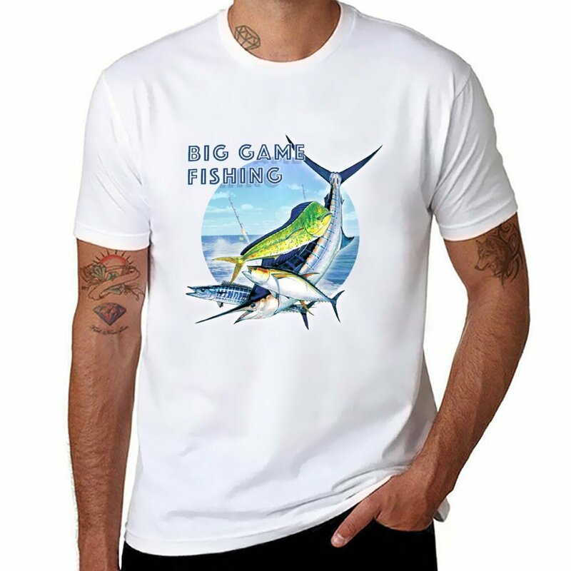 Camiseta masculina de pesca grande, camiseta lisa para menino
